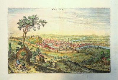 ITALIA - VERONA, A GENUINE ANTIQUE PROSPECT OF VERONA IN ITALY, DATING FROM 1688.